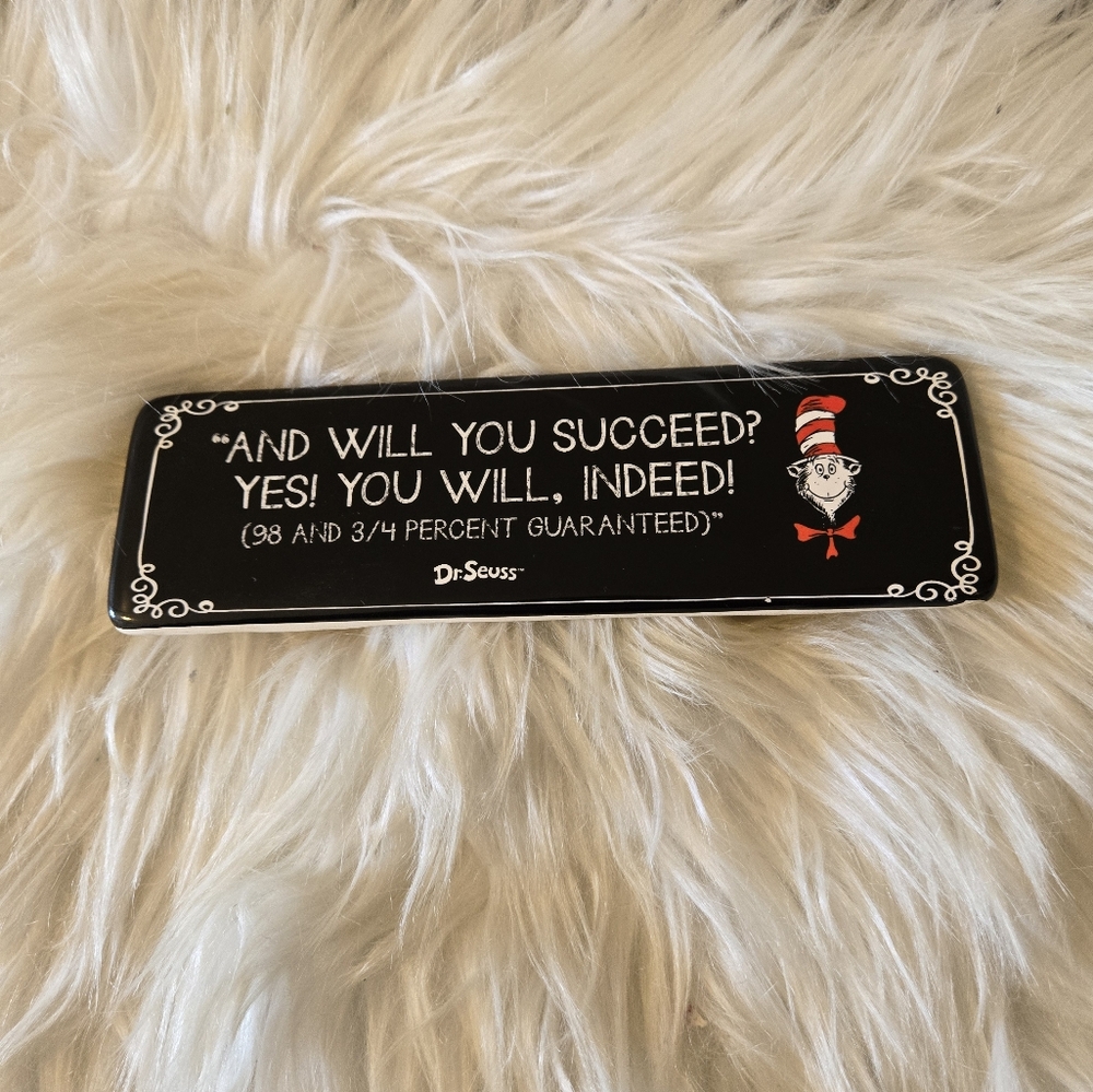 Dr. Seuss Inspirational Black and White Desk Plaque "And Will You Success?